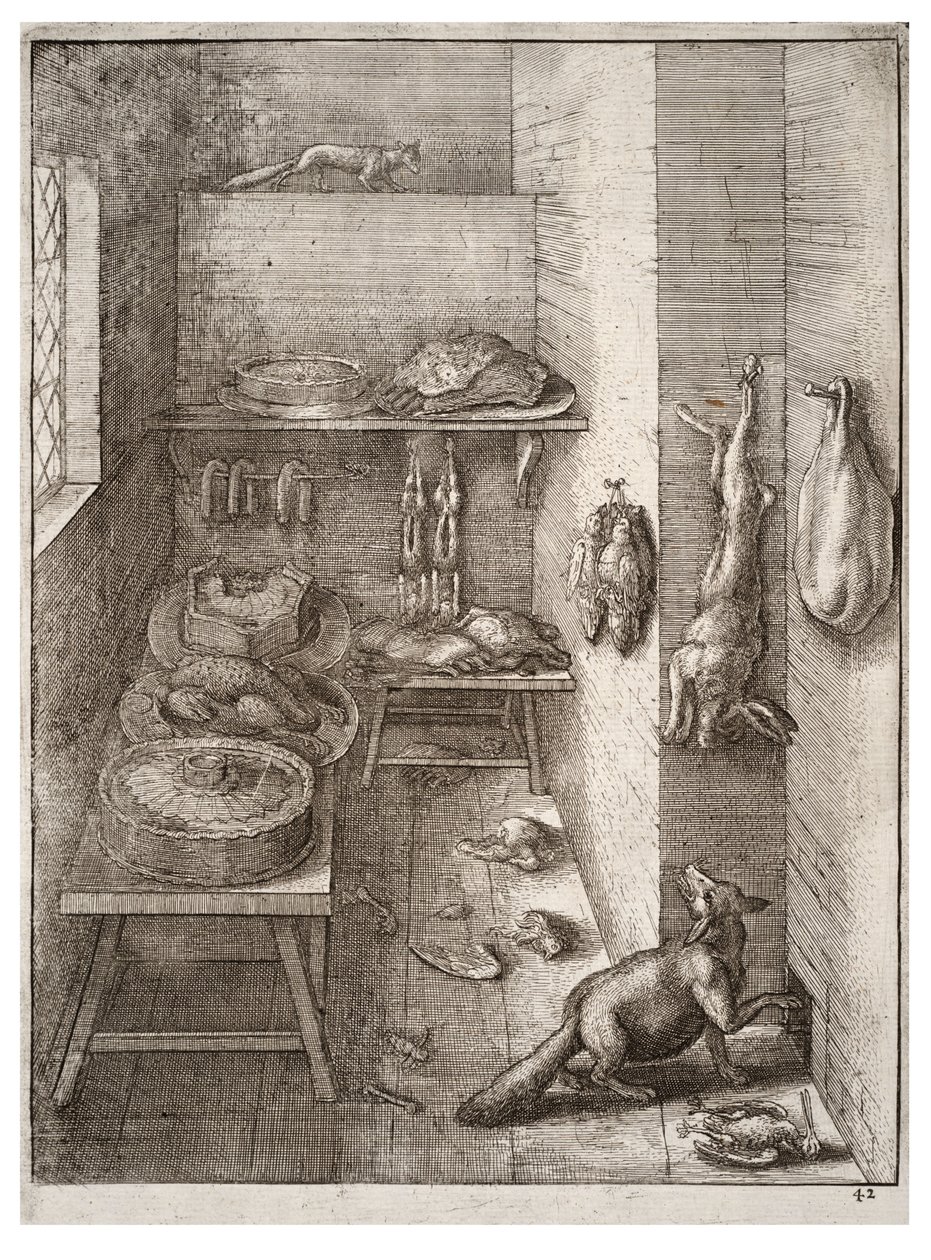 A raposa e a doninha. Estado 2 de Wenceslaus Hollar