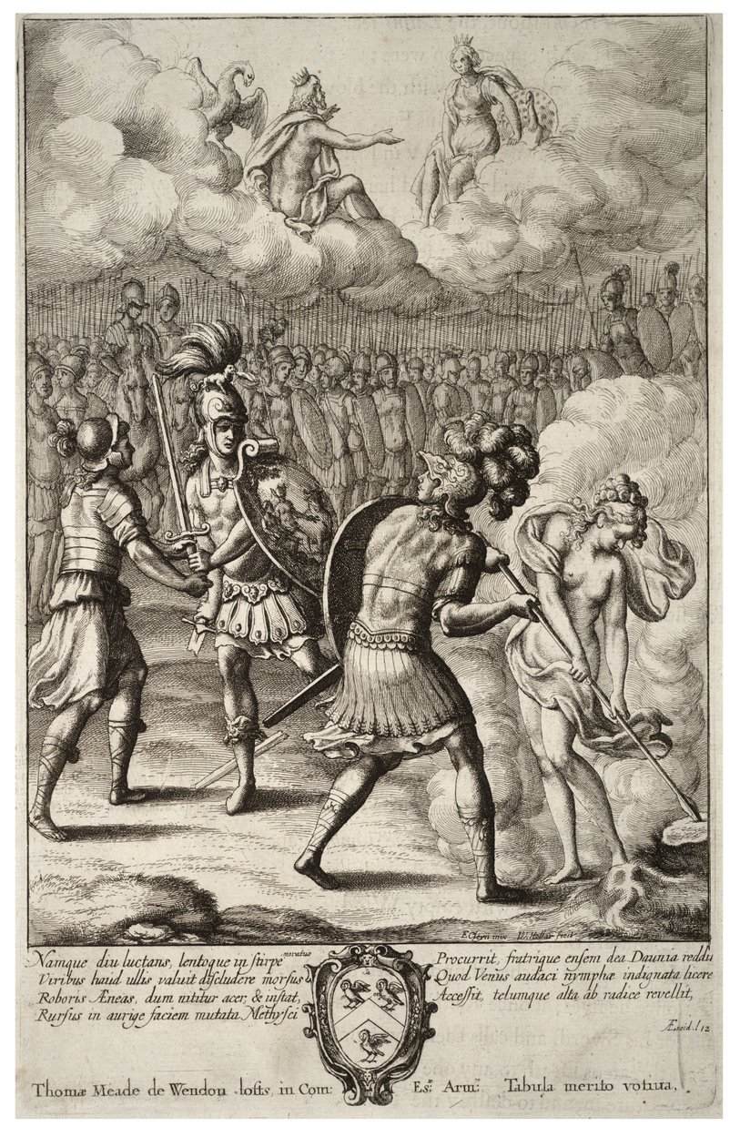 A última luta de Enéias e Turnus. Estado 1 de Wenceslaus Hollar