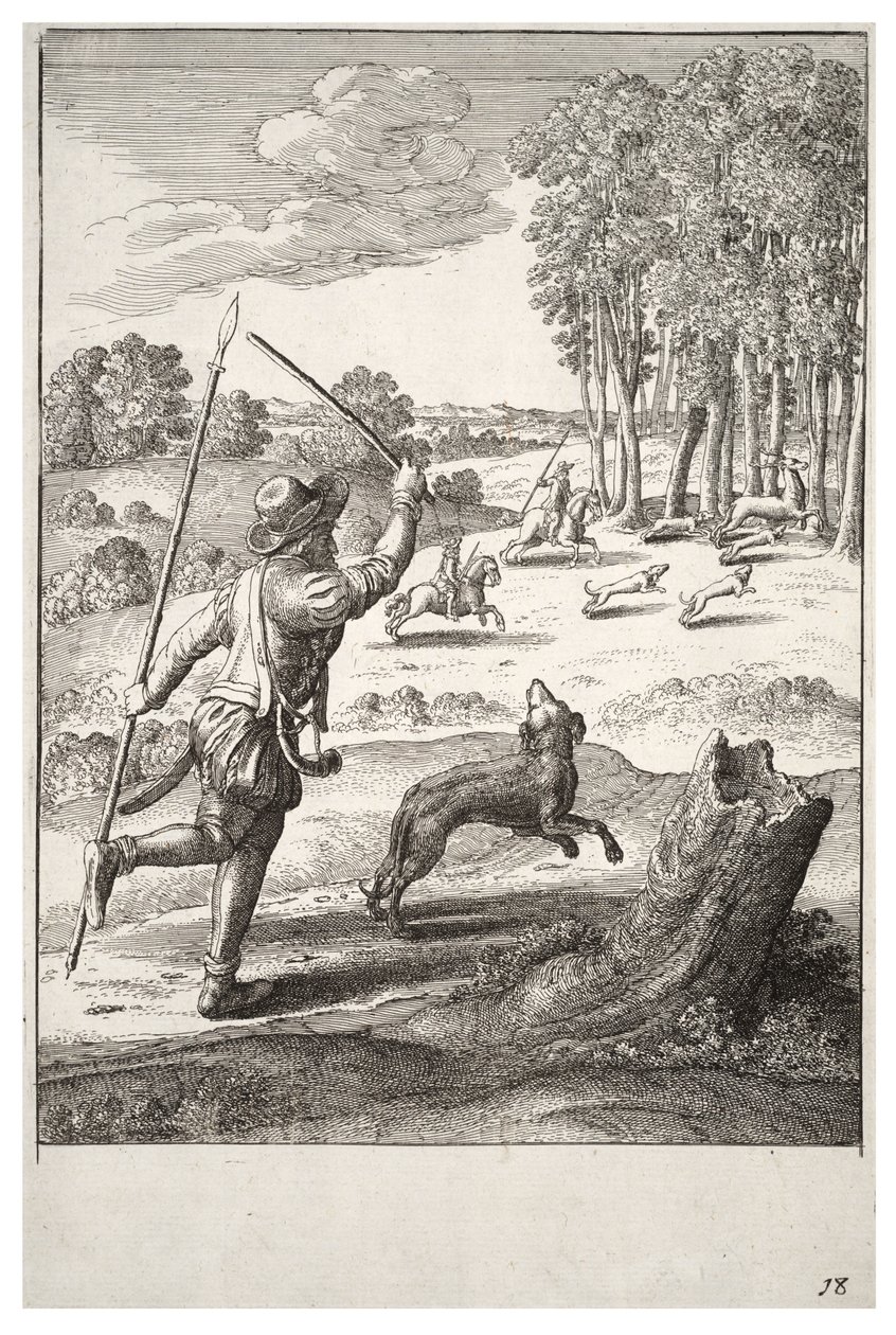 O velho cão e seu mestre de Wenceslaus Hollar