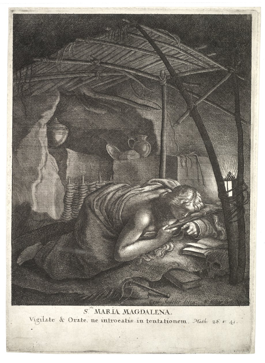 O penitente Magdalen, depois de Sadeler. Estado 2 de Wenceslaus Hollar