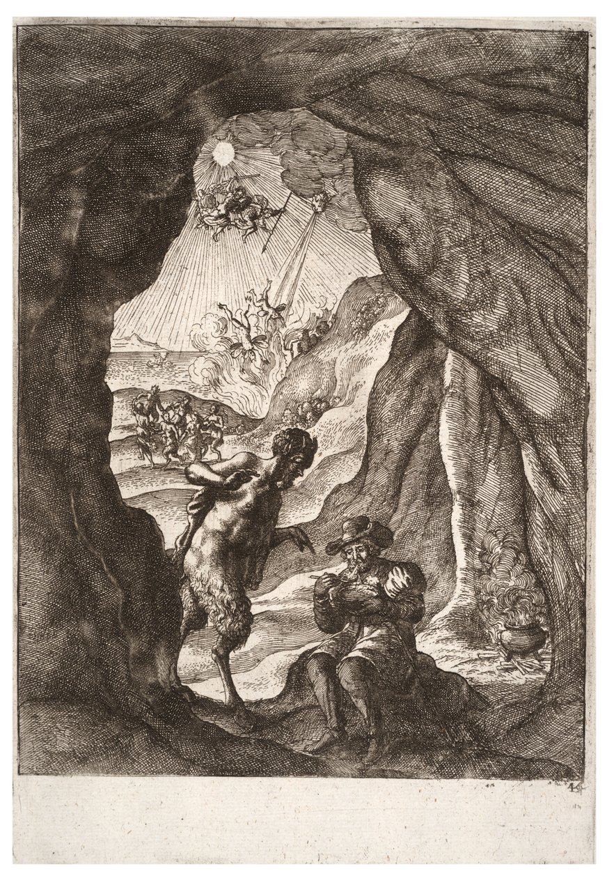 O sátiro e o viajante. Estado 2 de Wenceslaus Hollar