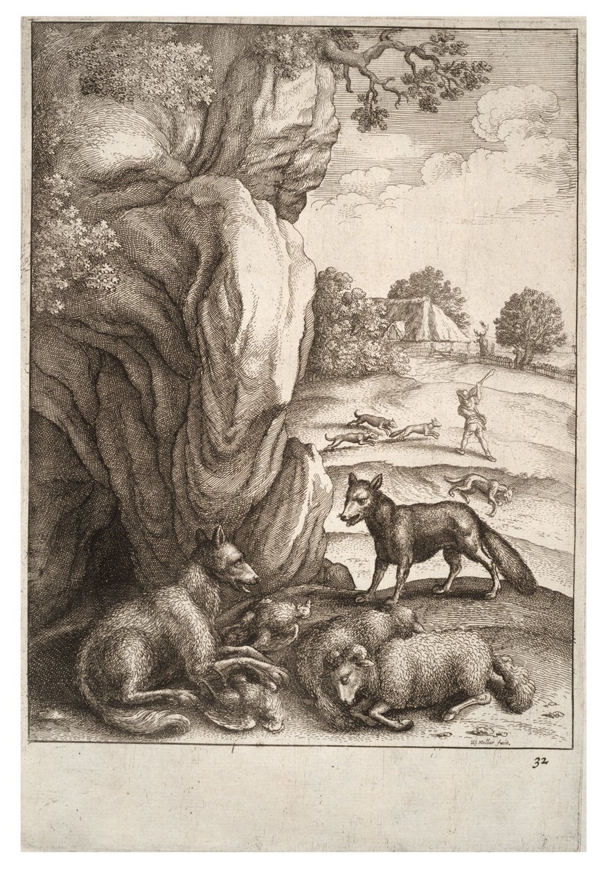 O lobo e a raposa de Wenceslaus Hollar