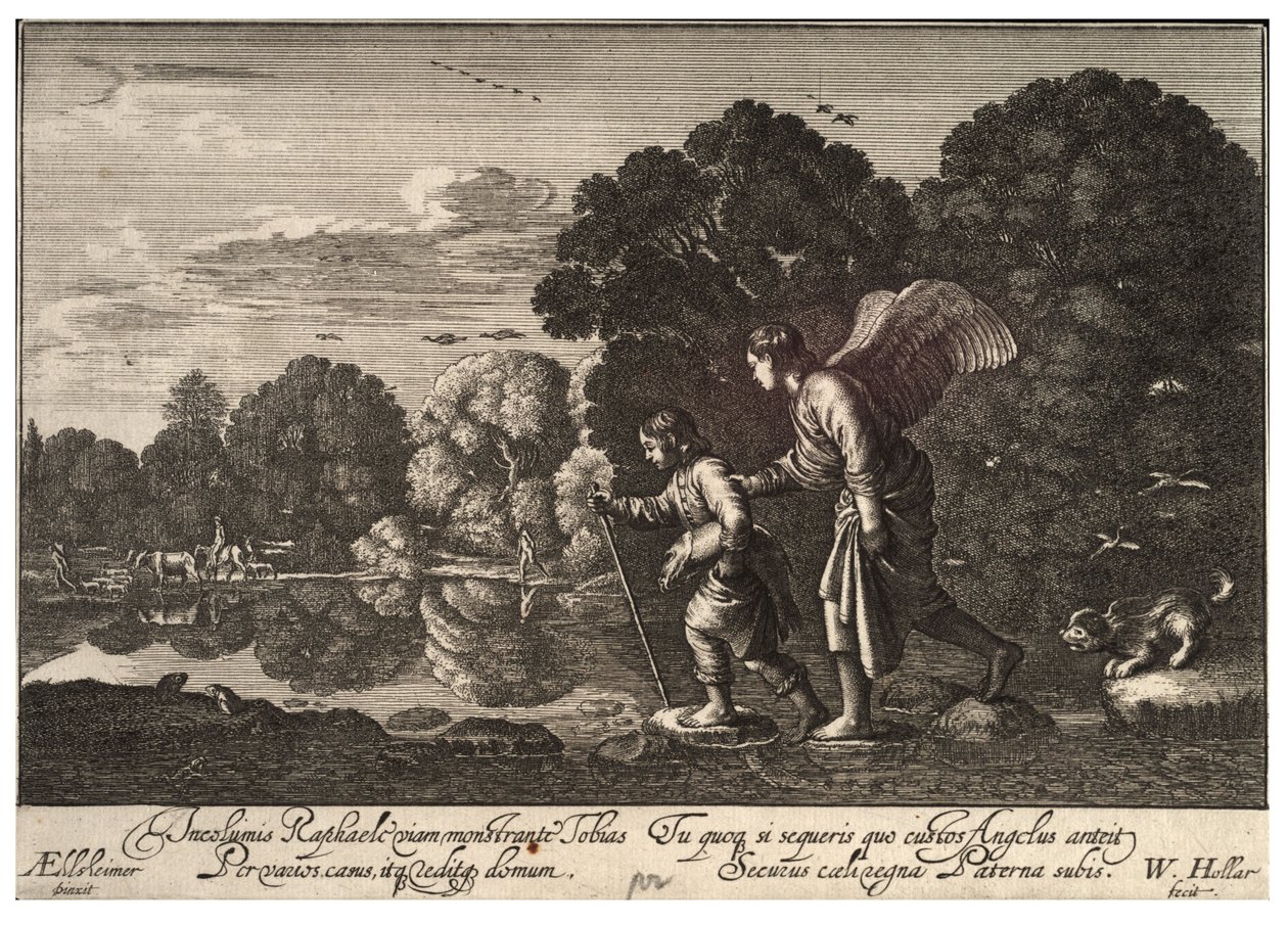 Tobias e o Anjo. Estado 3 de Wenceslaus Hollar