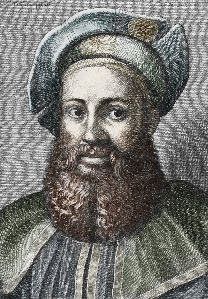 Retrato de Pietro Aretino (1492-1556) (Aretin), poeta italiano (Retrato do poeta italiano Pietro Aretino) Gravação de colecção privada de Wenceslaus (after) Hollar