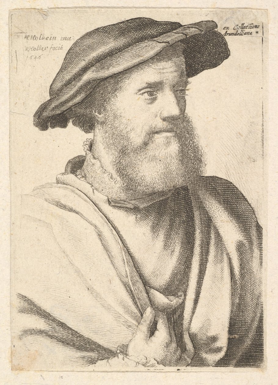 Um homem barbudo depois de Hans Holbein, 1646. de Wenceslaus Hollar