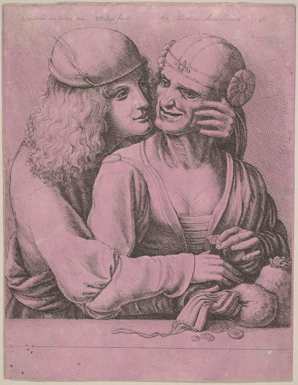 Um jovem acariciando uma velha, 1646. de Wenceslaus Hollar