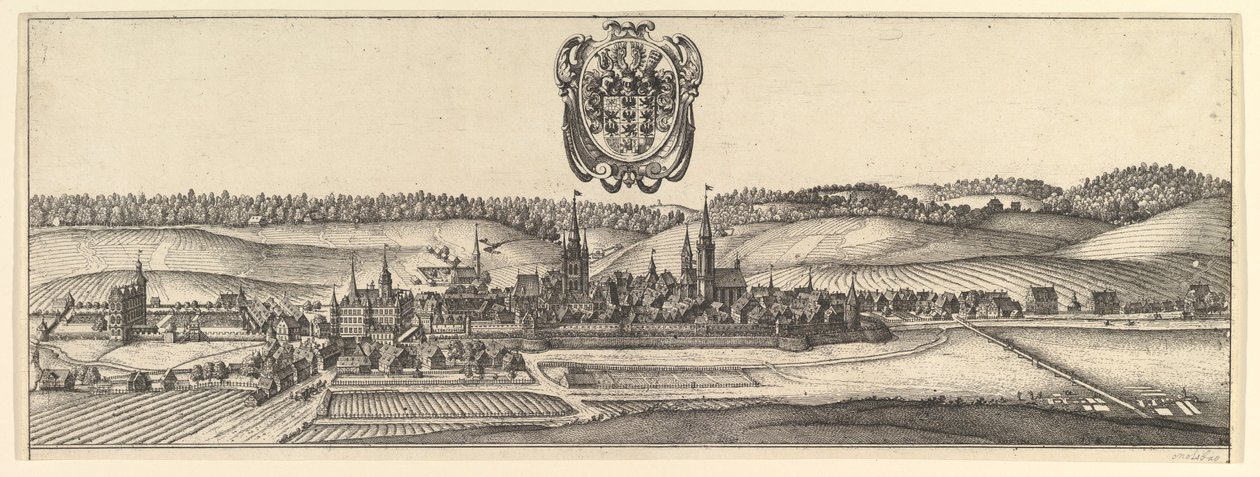 Ansbach e Coburg, vista a de duas vistas a & b., 1625-77. de Wenceslaus Hollar