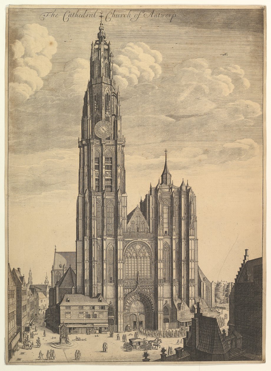 Catedral de Antuérpia (Prospectvs Tvrris Ecclesiæ Cathedralis) de Wenceslaus Hollar