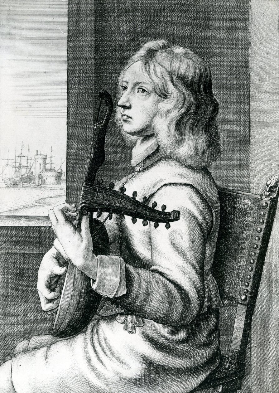 Jogador de alaúde barroco de Wenceslaus Hollar