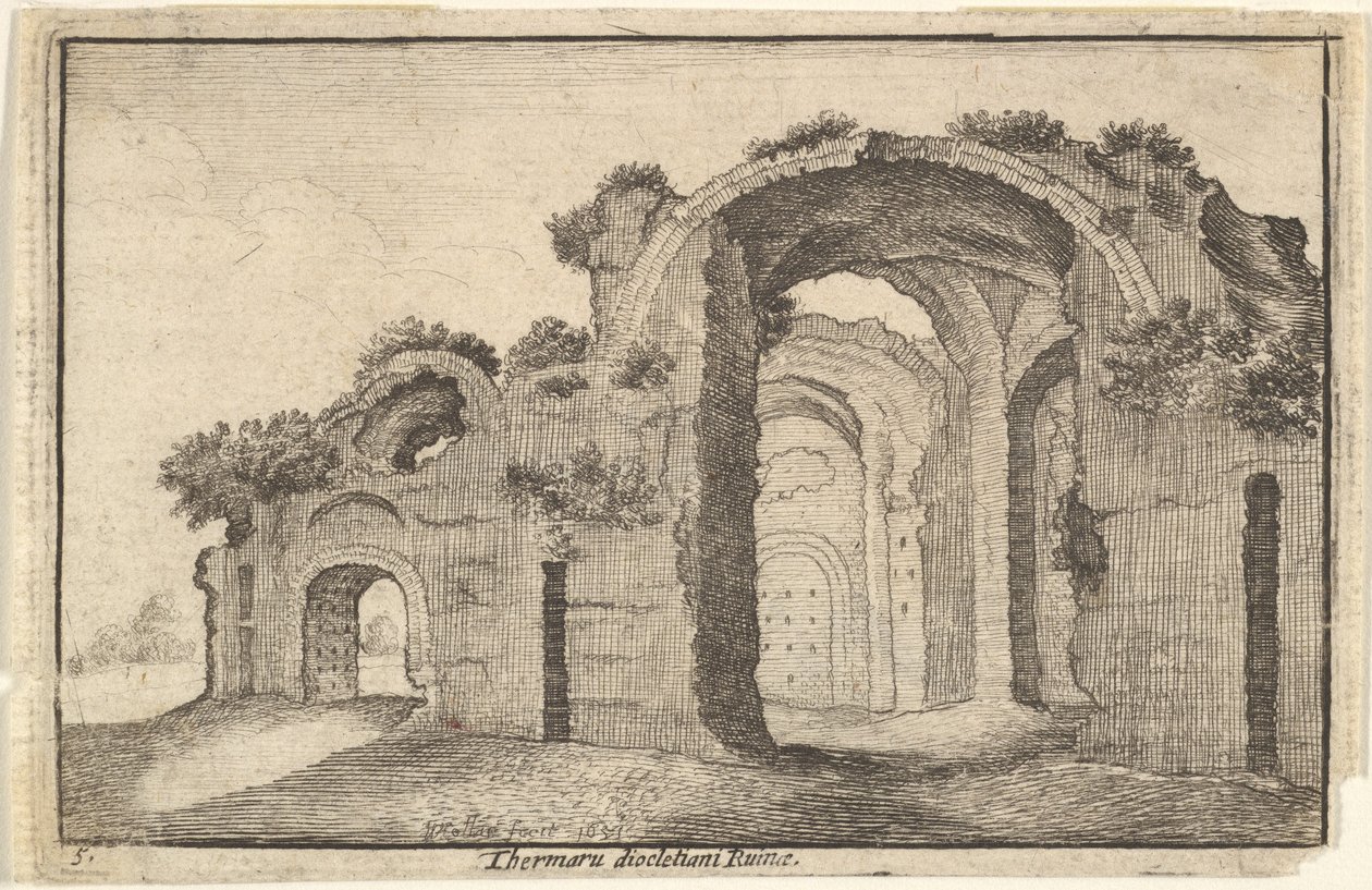 Banhos de Diocleciano, Roma, século XVII. de Wenceslaus Hollar
