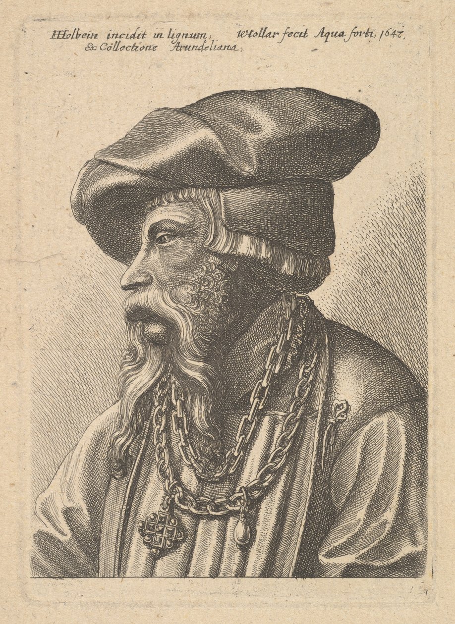 Homem barbudo com colar de correntes, 1647. de Wenceslaus Hollar