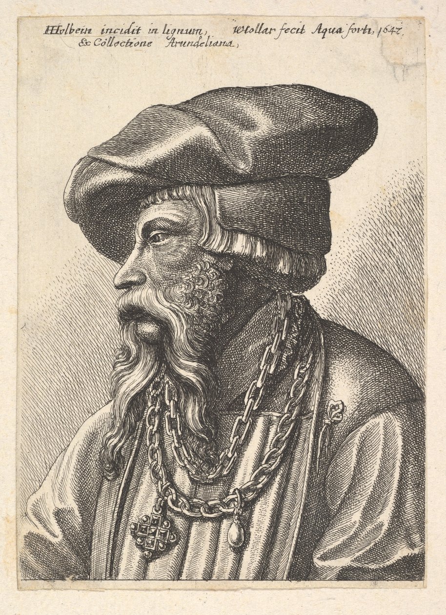 Homem barbudo com colar de corrente, 1647. de Wenceslaus Hollar
