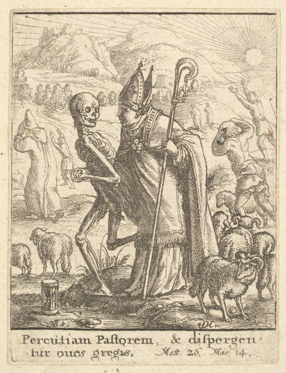 Bispo, da Dança da Morte, 1651. de Wenceslaus Hollar