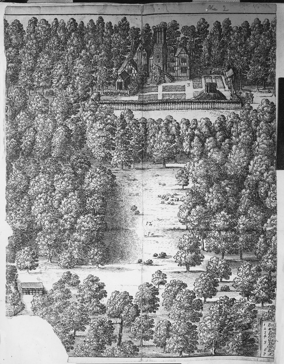 Casa e parque de Boscobel, 1651 de Wenceslaus Hollar