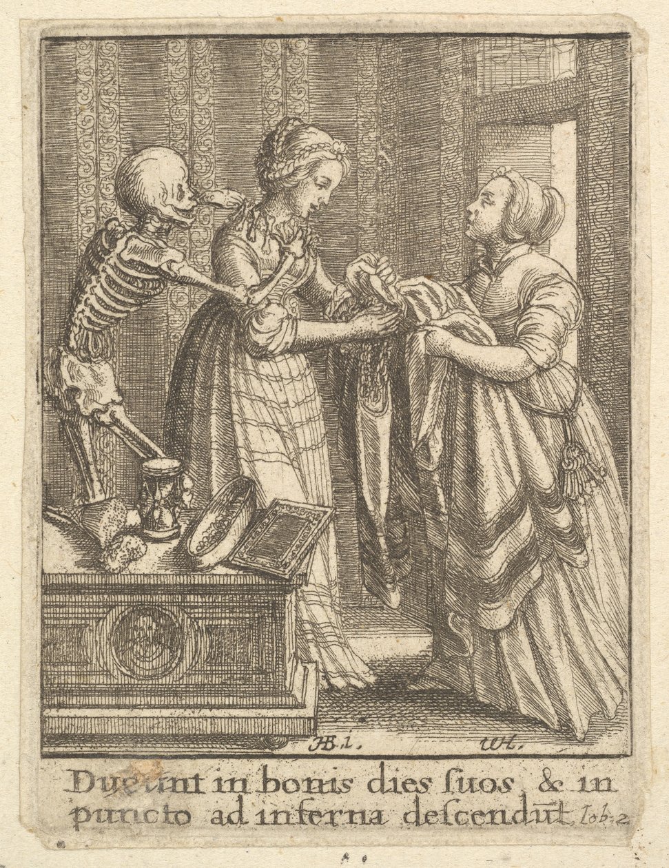 Noiva, da Dança da Morte, 1651. de Wenceslaus Hollar