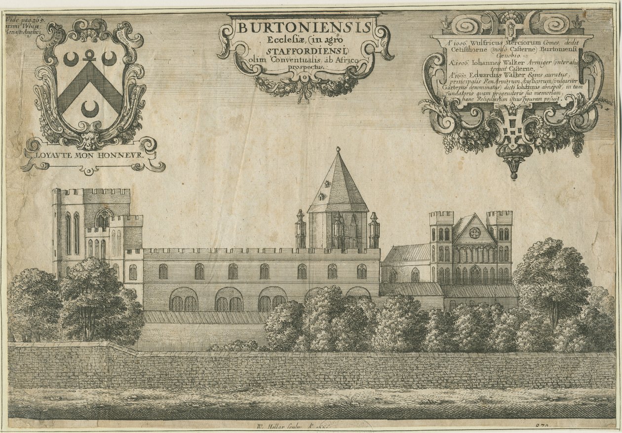 Abadia de Burton-upon-Trent: gravura em chapa de cobre, 1661 de Wenceslaus Hollar