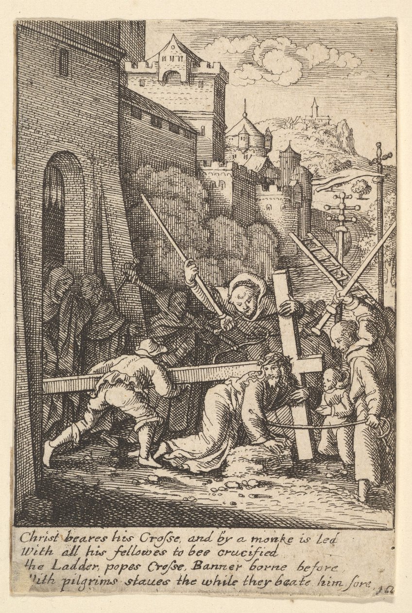 Carregando a cruz, 1625-77. de Wenceslaus Hollar