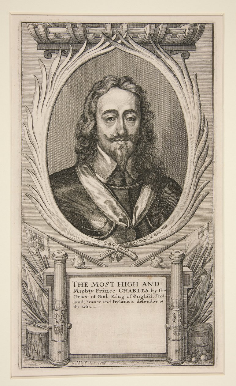 Carlos I e os acampamentos do seu exército na Guerra da Escócia (versão reduzida: apenas retrato) de Wenceslaus Hollar