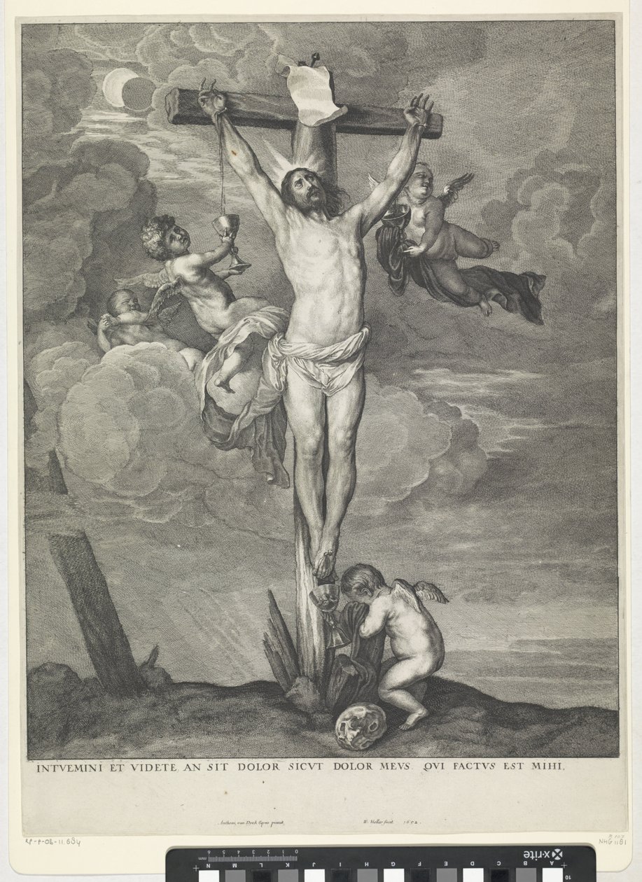 Cristo na cruz com os anjos de Wenceslaus Hollar