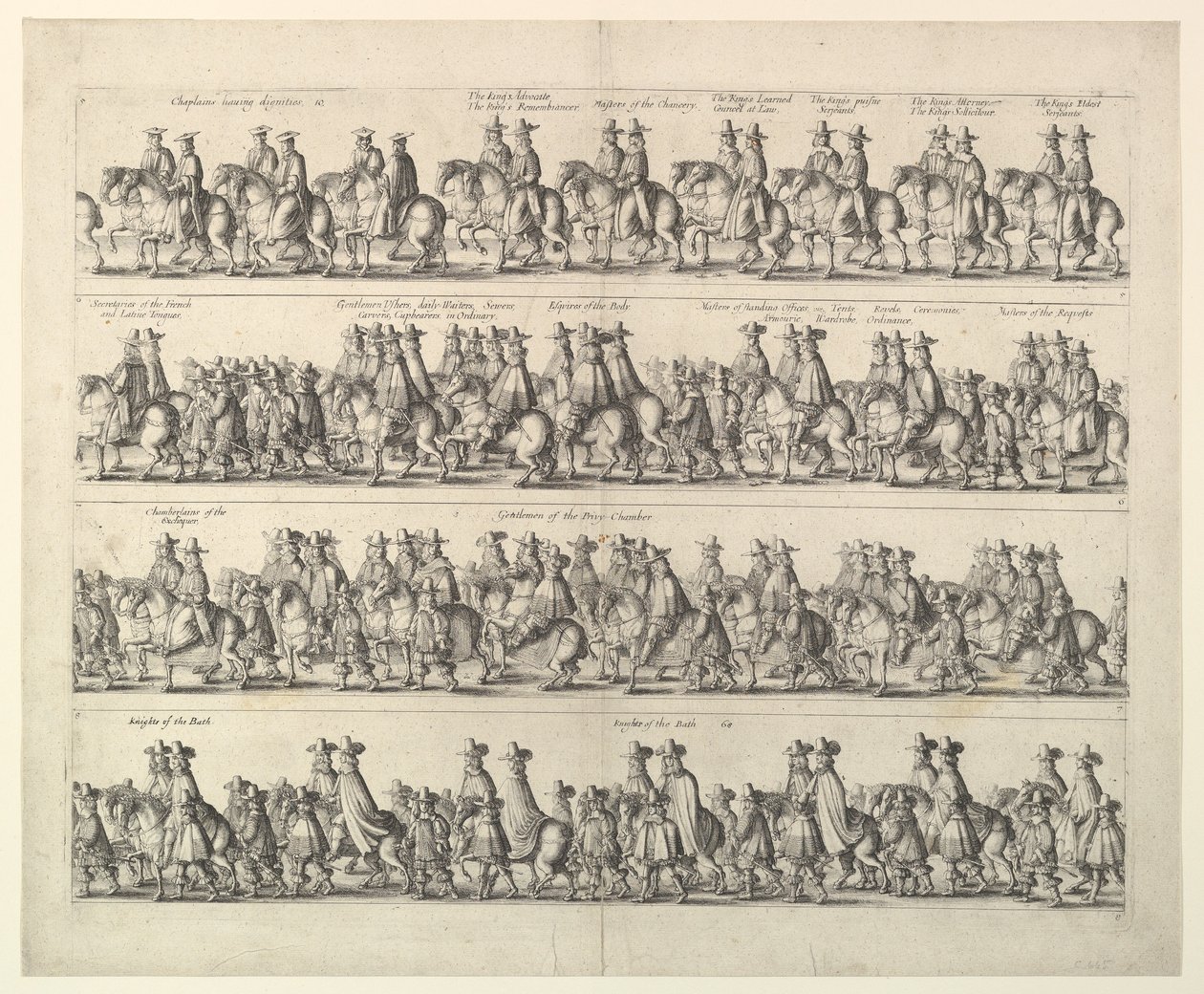 Procissão de coroação de Carlos II através de Londres, 1662. de Wenceslaus Hollar