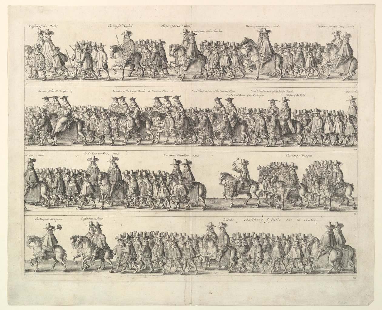 Procissão de coroação de Carlos II através de Londres, 1662. de Wenceslaus Hollar