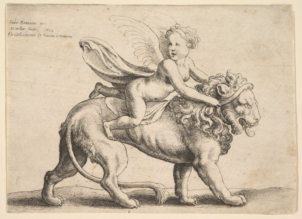 Cupido em um leão, 1652. de Wenceslaus Hollar