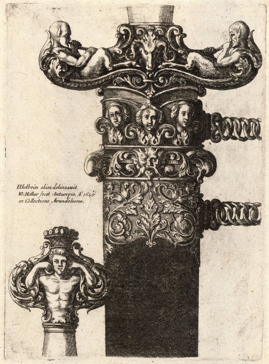 Adaga e bainha, de um desenho de Hans Holbein de Wenceslaus Hollar