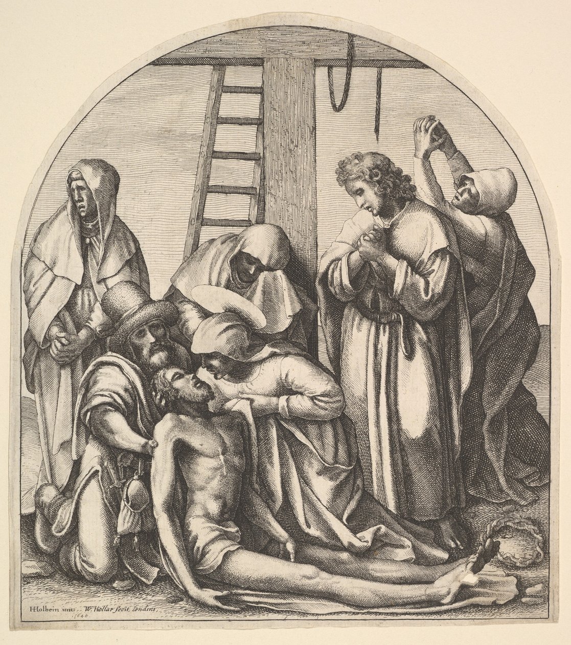 Descida da cruz, depois de Holbein, 1640. de Wenceslaus Hollar