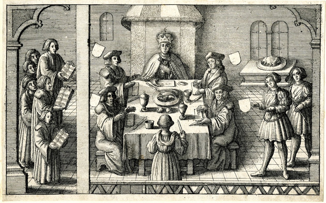 Jantar aquando da investidura de Fernando I na Jarreteira de Wenceslaus Hollar