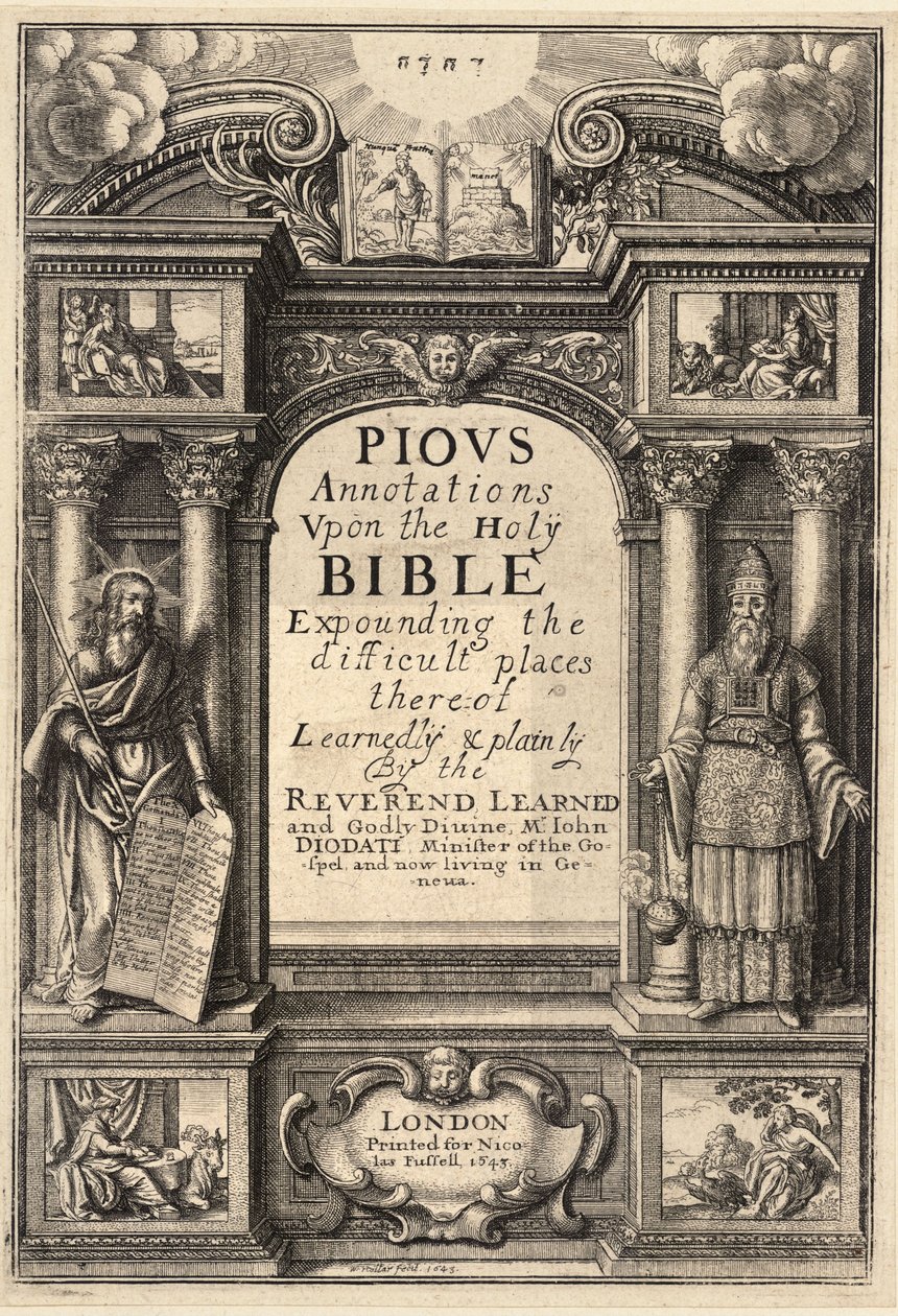 Diodati.  Anotações piedosas. Estado 1 de Wenceslaus Hollar
