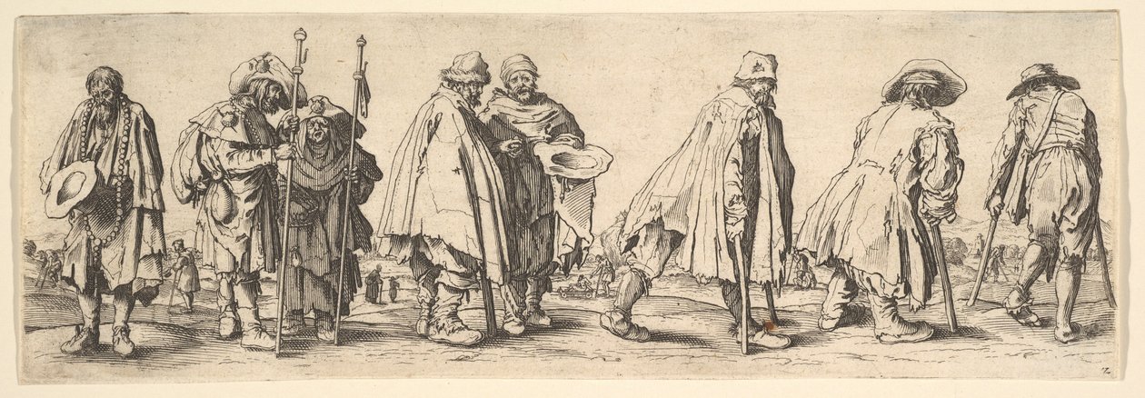 Oito mendigos, 1630. de Wenceslaus Hollar