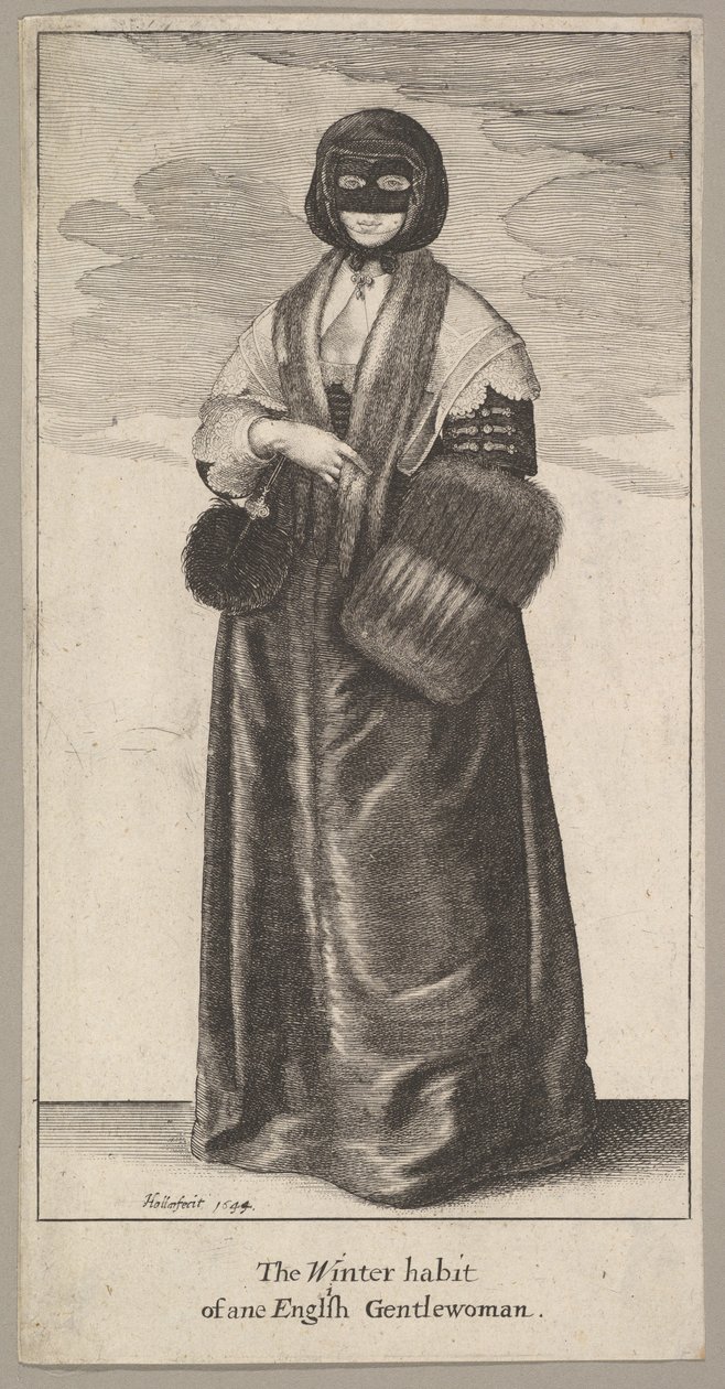 Traje inglês dama de inverno O hábito de inverno da ane inglesa Gentlewoman, 1644. de Wenceslaus Hollar