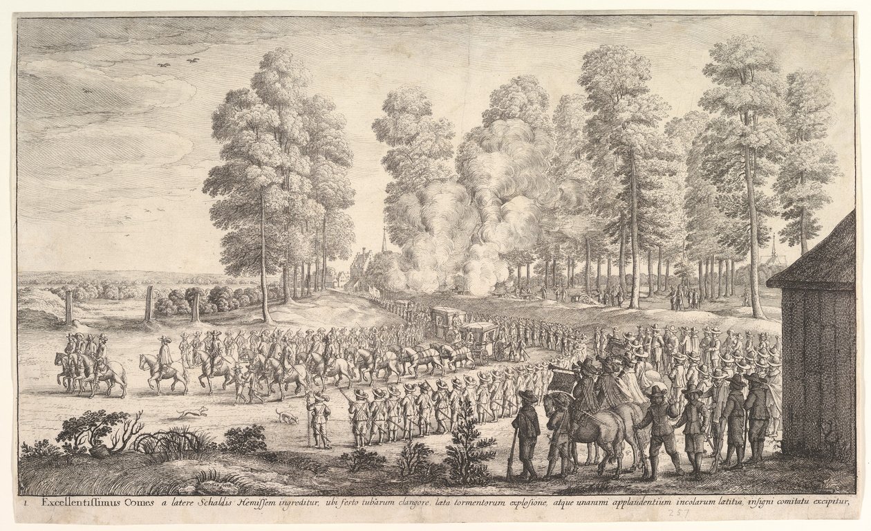 Entrada do Conde de Thurn e Táxis em Hemissen, ca. 1651 de Wenceslaus Hollar