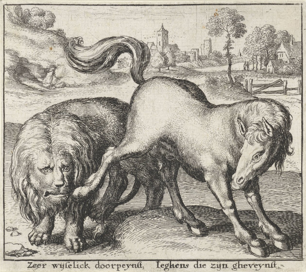 Fábula do leão e do garanhão
Fábulas (título da série) de Wenceslaus Hollar