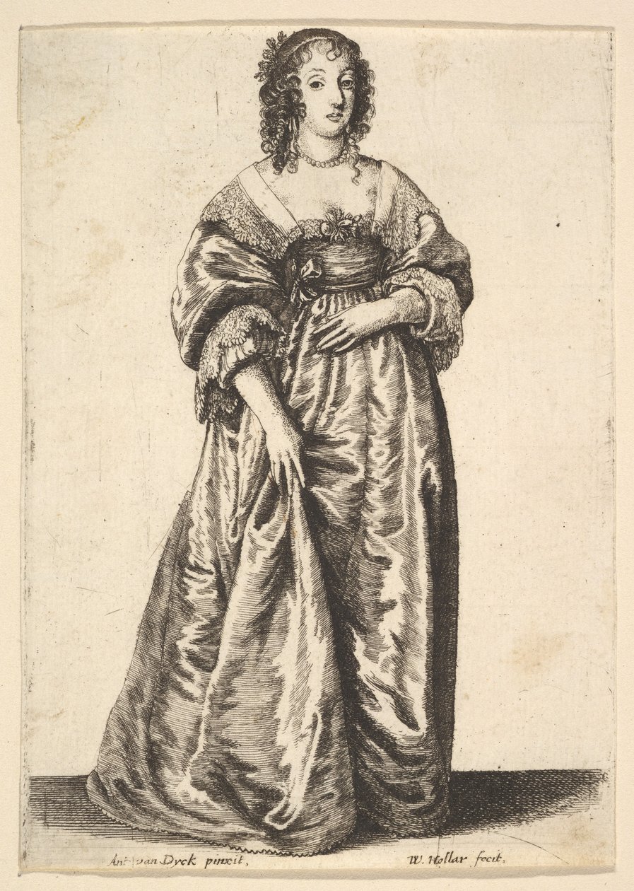 Figura de uma senhora em pé, 1625-77. de Wenceslaus Hollar