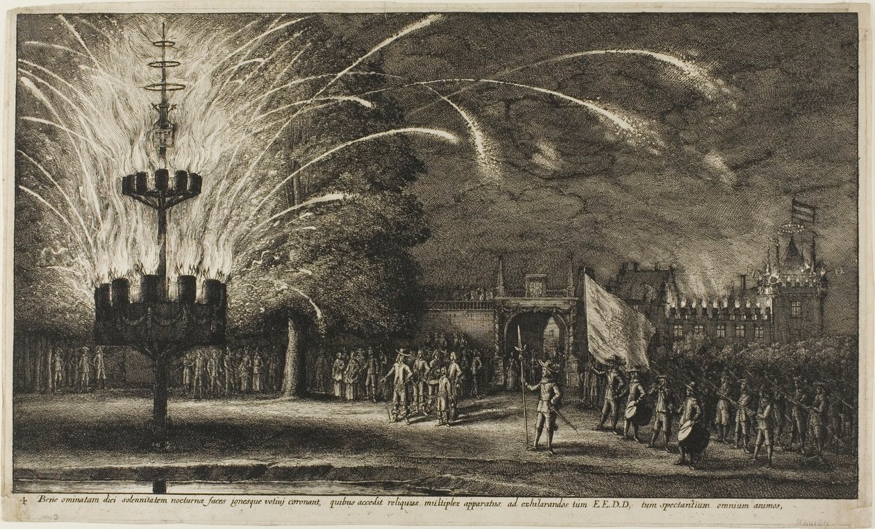 Fogo de artifício em Hemissem de Wenceslaus Hollar