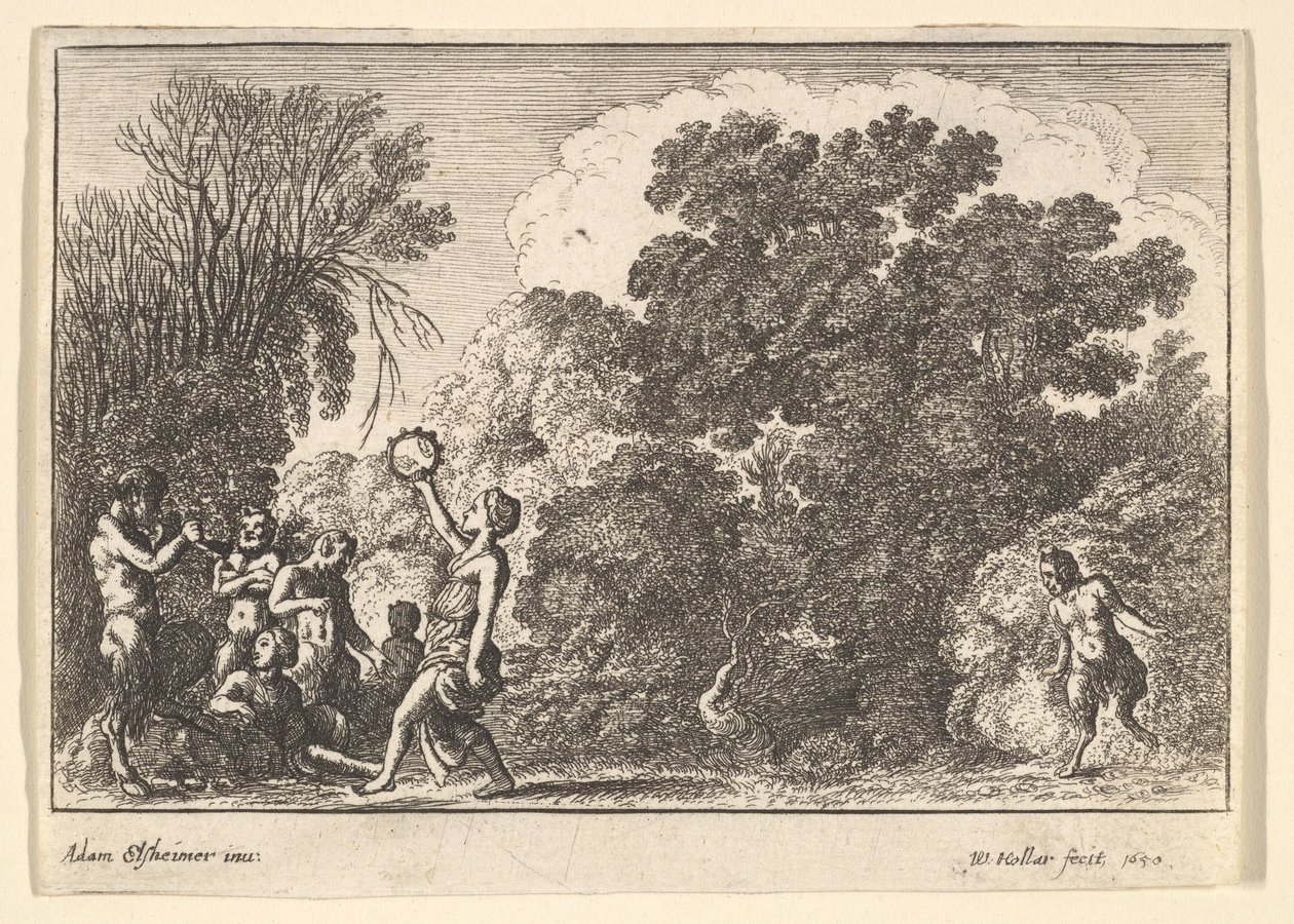 Cinco sátiros e duas ninfas, 1650. de Wenceslaus Hollar