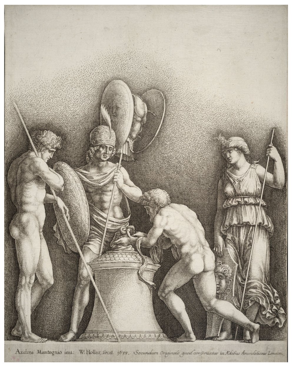 Quatro figuras clássicas, depois de Mantegna de Wenceslaus Hollar