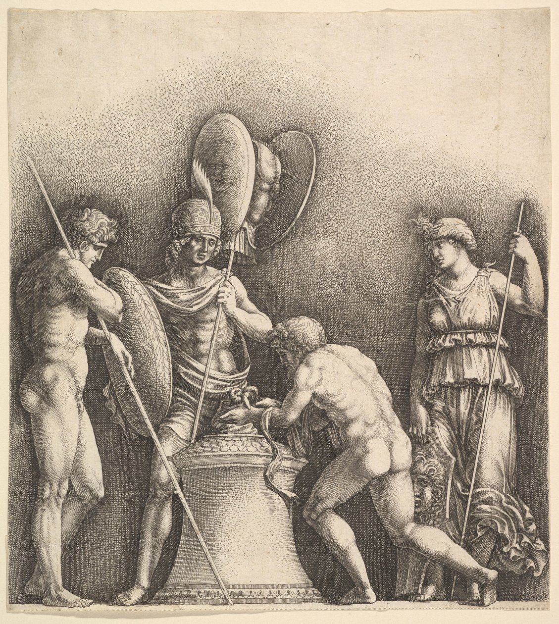 Sacrifício pagão de quatro figuras clássicas, 1638. de Wenceslaus Hollar