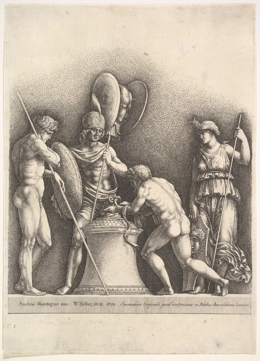 Sacrifício pagão de quatro figuras clássicas, 1638. de Wenceslaus Hollar