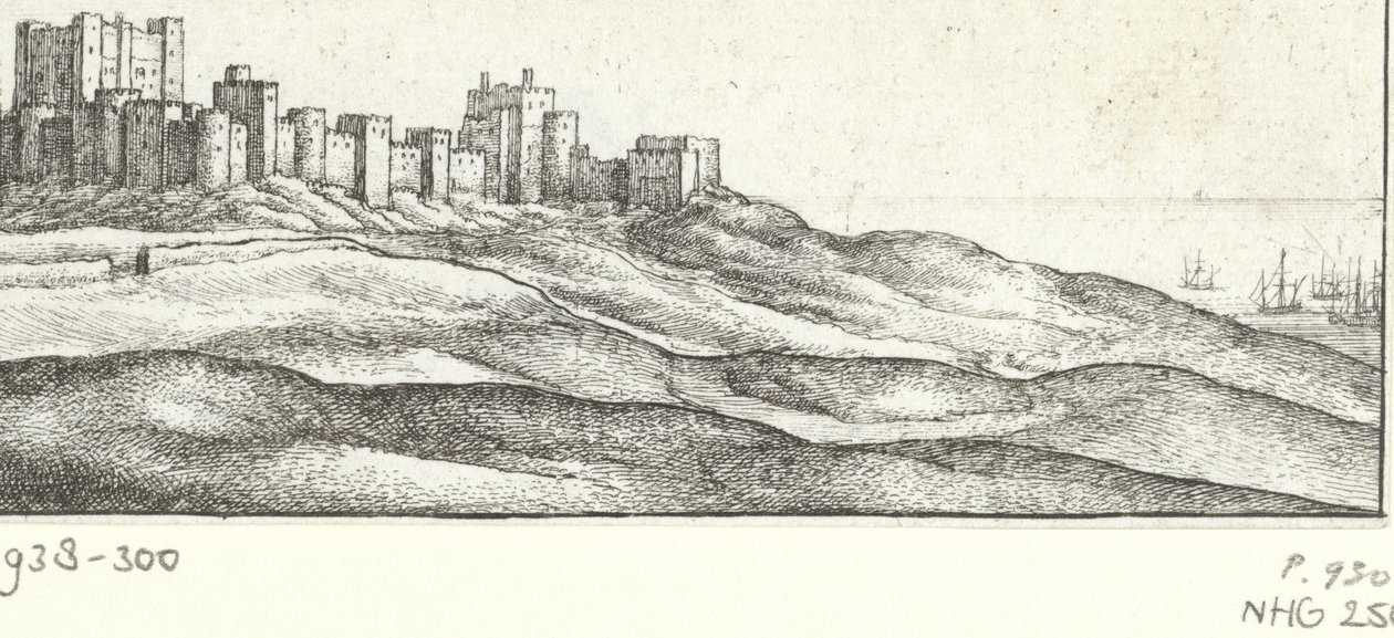 Vista do Castelo de Dover Dover Castle y West Side (título no objeto) Pontos turísticos da costa inglesa (título da série) de Wenceslaus Hollar