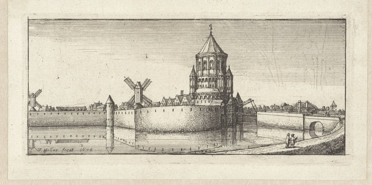 Vista do Kleine Houtpoort em Haarlem de Wenceslaus Hollar