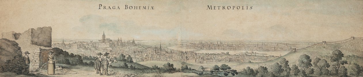 Excelente vista de Praga de Wenceslaus Hollar