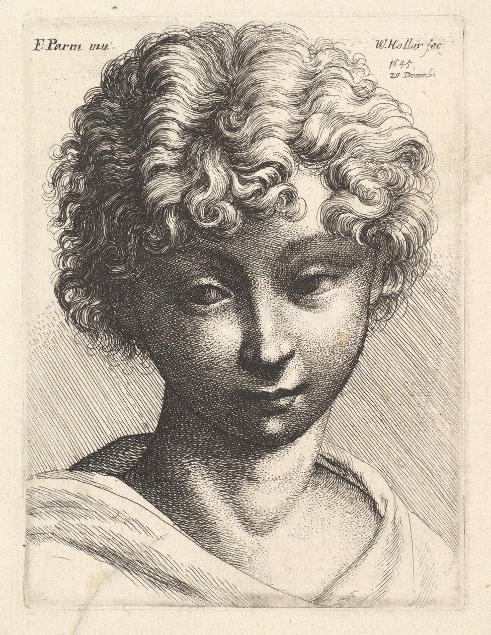 Cabeça de uma jovem garota, 1645. de Wenceslaus Hollar