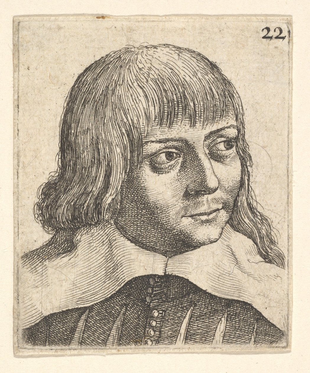 Cabeça de um jovem, ligeiramente virada para a direita, 1625-77. de Wenceslaus Hollar