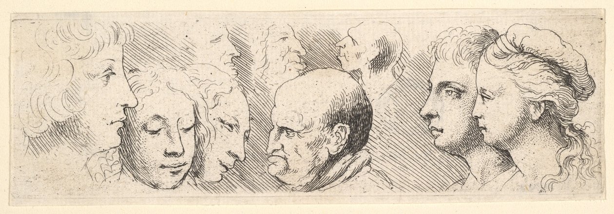 Head studies, 1644-52. de Wenceslaus Hollar