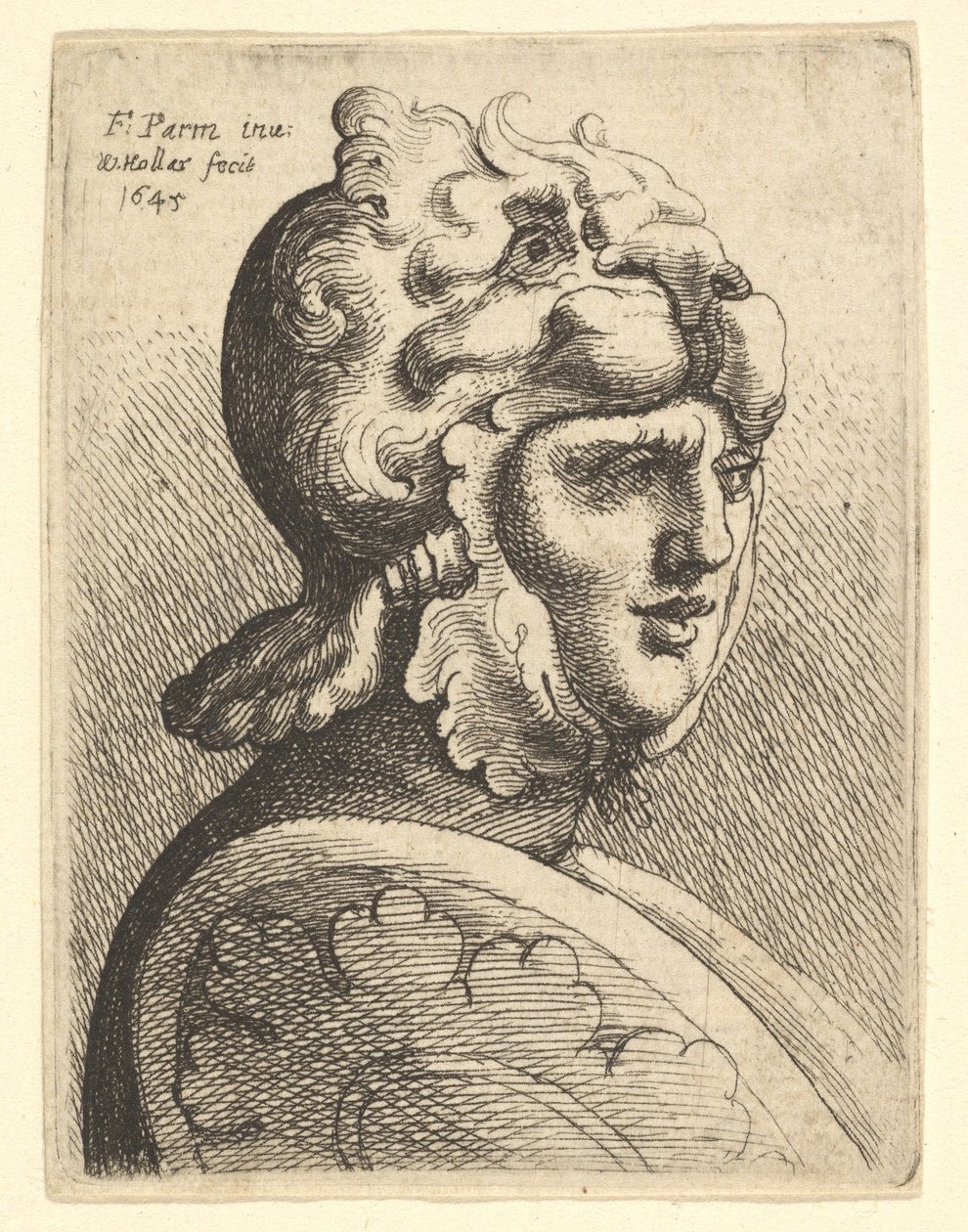 Cabeça com capacete, 1645. de Wenceslaus Hollar