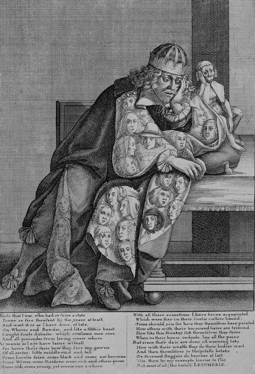 Ilustração ao poema de Thomas Killigrew "Letcherie", c.1664 de Wenceslaus Hollar