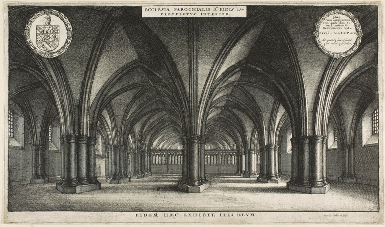 Interior da cripta de S. Paulo (S. Fé) de Wenceslaus Hollar