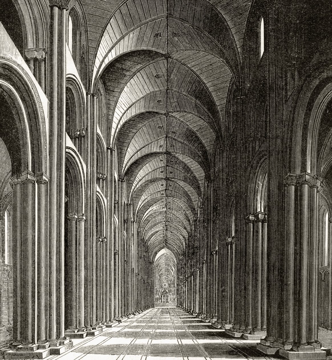 Interior da Nave de São Paulo, de &39;London Pictures: desenhado com caneta e lápis&39;, pelo Rev. Richard Lovett, publicado em 1890 de Wenceslaus Hollar